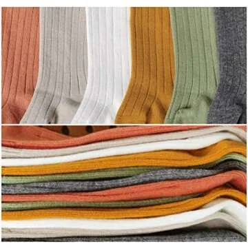 QandSweet Unisex-Baby Knee High Socks Seamless Toddler Boy Girls Cotton Uniform Stockings (0-6 Months, A Lot-6pairs)