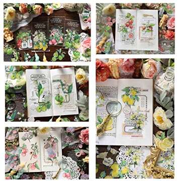 Vintage Stickers for Journaling, Clear Waterproof Stickers Set - Maxleaf 40PCS Flowers Fresh Fruits ...