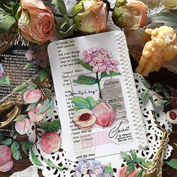 Vintage Stickers for Journaling, Clear Waterproof Stickers Set - Maxleaf 40PCS Flowers Fresh Fruits Collection Big Size Waterproof Stickers for Decoration Planners Scrapbook Laptops DIY Craft Journals
