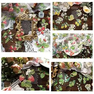 Vintage Stickers for Journaling, Clear Waterproof Stickers Set - Maxleaf 40PCS Flowers Fresh Fruits Collection Big Size Waterproof Stickers for Decoration Planners Scrapbook Laptops DIY Craft Journals