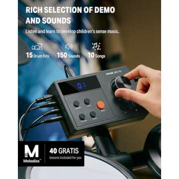 Donner Electric Drum Set, DED-70 NEW Electronic Drum Kit for Beginner with 150 Sounds, 4 Quiet Mesh ...