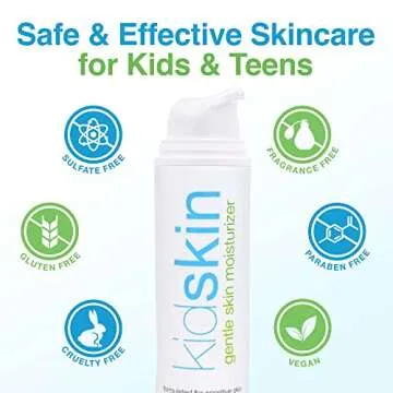 Kidskin - Gentle Skin Moisturizer for Dry Skin and Other Skin Types, Hydrating Face Moisturizer, Vegan Kid and Teen Skin Care, Skincare Products for Face, 2 fl oz.