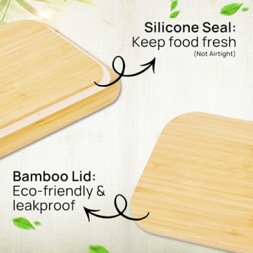 Vtopmart Glass Food Containers with Bamboo Lids, 4 Pack