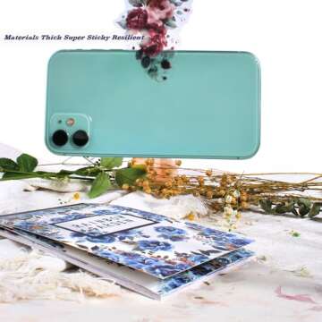 Dwpetzo Vintage Watercolor Flower Stickers, Precut Journal Sticker Book for Junk Journaling, Assorted Materials PET Washi Paper Stickers for Scrapbooking Supplies, Planners, Collage, 20 Sheets, A5