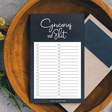 Bliss Collections Grocery List Pad for Fridge, Groceries and Shit Funny Tear Off Notepad for Refrigerator, 114 mm x 191 mm, 50 Sheets