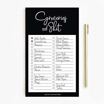 Bliss Collections Grocery List Pad for Fridge, Groceries and Shit Funny Tear Off Notepad for Refrigerator, 114 mm x 191 mm, 50 Sheets