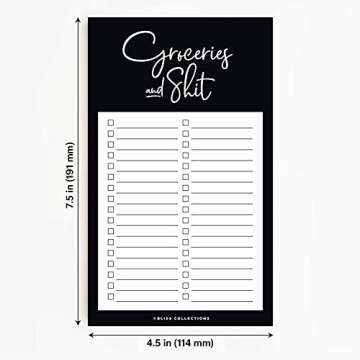 Bliss Collections Grocery List Pad for Fridge, Groceries and Shit Funny Tear Off Notepad for Refrigerator, 114 mm x 191 mm, 50 Sheets