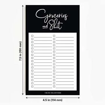 Bliss Collections Grocery List Pad for Fridge, Groceries and Shit Funny Tear Off Notepad for Refrigerator, 114 mm x 191 mm, 50 Sheets