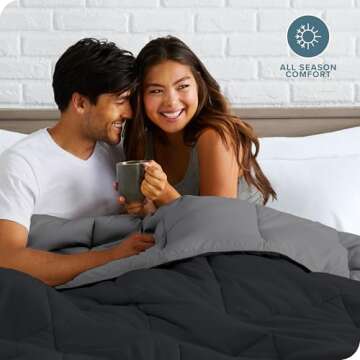 Bare Home Twin/Twin Extra Long Comforter - Reversible Colors - Goose Down Alternative - Ultra-Soft - Premium 1800 Series - All Season Warmth - Bedding Comforter (Twin/Twin XL, Black/Grey)
