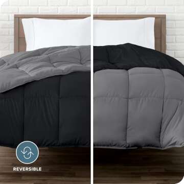 Bare Home Twin/Twin Extra Long Comforter - Reversible Colors - Goose Down Alternative - Ultra-Soft - Premium 1800 Series - All Season Warmth - Bedding Comforter (Twin/Twin XL, Black/Grey)