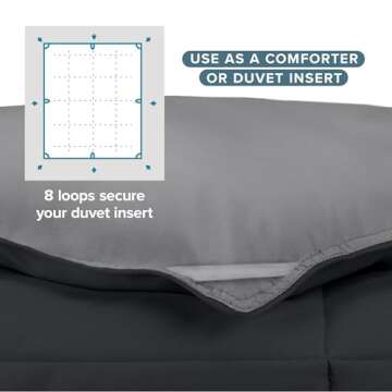 Bare Home Twin/Twin Extra Long Comforter - Reversible Colors - Goose Down Alternative - Ultra-Soft - Premium 1800 Series - All Season Warmth - Bedding Comforter (Twin/Twin XL, Black/Grey)