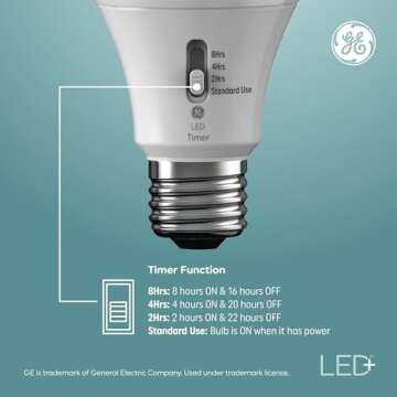GE LED+ Timer BR30 LED Light Bulbs, Built-in Automatic Indoor Timer Light, 8W, Soft White (1 Pack)
