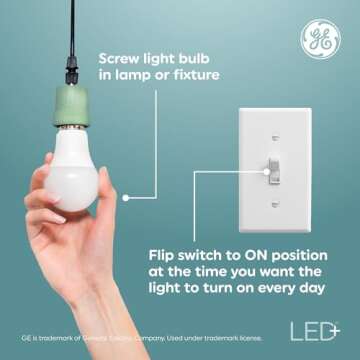 GE LED+ Timer BR30 LED Light Bulbs, Built-in Automatic Indoor Timer Light, 8W, Soft White (1 Pack)