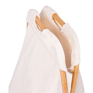 BIRDROCK HOME Double Butterfly Bamboo Hamper - Made of Natural Bamboo - Includes Machine Washable Cotton Canvas Liner - Lightweight for Easy Transportation
