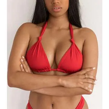 Womens Criss Cross Vintage Triangel Swimsuit Two Piece South Africa Halter Ruched High Cut Thong Bikini Sets Red S