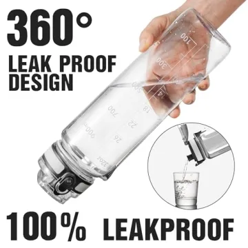 OLDLEY Water Bottles, 32oz Motivational Sports Water Bottle with Time Marker - Times to Drink - Tritan, BPA Free, Wide Mouth Leakproof, Clear (1 Pack)