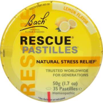 Bach RESCUE PASTILLES, Lemon Flavor, Natural Stress Relief Lozenges, Homeopathic Flower Essence, Veg...