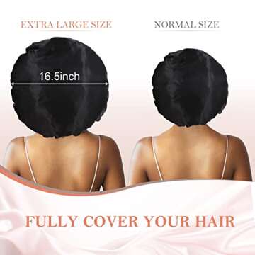 3Pcs Bonnet for Sleeping, Extra Satin Silk Bonnet for Sleeping Women with Tie Band for Curly Hair Ju...
