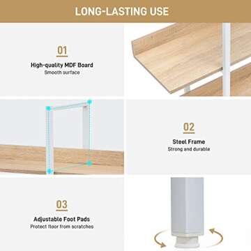 Harper & Bright Designs 5 Tier Bookcase Home Office Open Bookshelf, Vintage Industrial Style Shelf, MDF Board, White Metal Frame, Oak