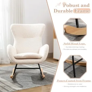 Stylish KINFFICT Nursery Rocking Chair in Velvet