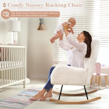 Stylish KINFFICT Nursery Rocking Chair in Velvet