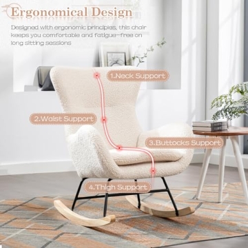 Stylish KINFFICT Nursery Rocking Chair in Velvet