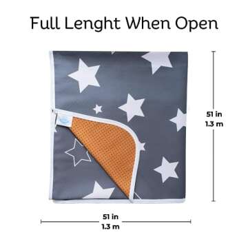 TotsAhoy! Baby Splat Mat for Under High Chair, 51" Waterproof and Washable Spill Mat, Anti-Slip Floor Protector, Baby Play Mat - Grey Stars