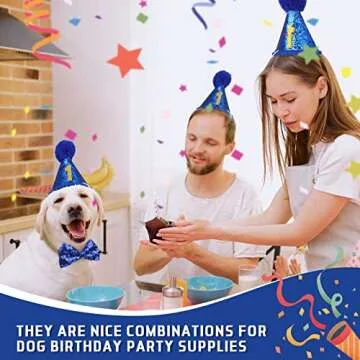 Weewooday Dog Birthday Party Supplies Birthday Boy Girl Cake Bandana Triangle Scarf Party Hat Dog Bow Tie Collar with Numbers for Large Medium Small Dog Puppy 1st Birthday(Elegant Style,Medium)
