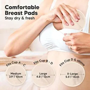Organic Nursing Pads - 14 Washable Viscose Derived from Bamboo Breastfeeding Pads, Wash Bag, Reusable Breast Pads for Breastfeeding, Nipple Pads for Breastfeeding Essentials(Bare Beige, M 3.9")