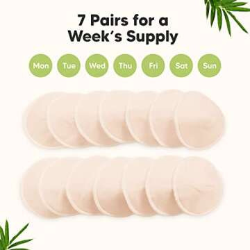Organic Nursing Pads - 14 Washable Viscose Derived from Bamboo Breastfeeding Pads, Wash Bag, Reusable Breast Pads for Breastfeeding, Nipple Pads for Breastfeeding Essentials(Bare Beige, M 3.9")