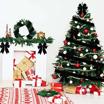 Yungyan Valentine's Day Velvet Ribbons Vintage Wired Gift Wrapping Ribbon for Christmas Tree Decorations and Wreath Outdoor Felt Bow Crafts(Black,2.5 Inch X 60 Yards)