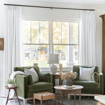 Luxurious TWOPAGES Faux Linen Darkening Curtain Panel Snow White