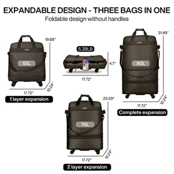 Hanke Expandable Foldable Luggage Bag with Wheels
