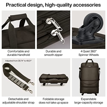 Hanke Expandable Foldable Luggage Bag with Wheels