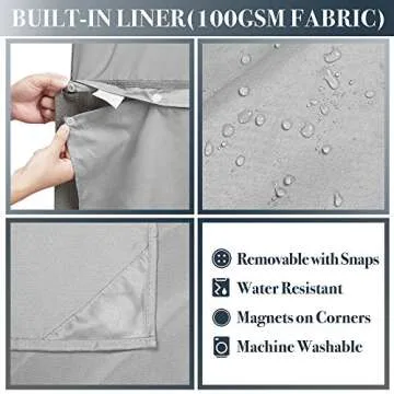 N&Y HOME Stall Waffle Shower Curtain with Snap-in Fabric Liner & Hooks Set - 54" x 78" Shower Stall Size, Hotel Style & Mesh Top Window, Machine Washable - 54x78, Gray