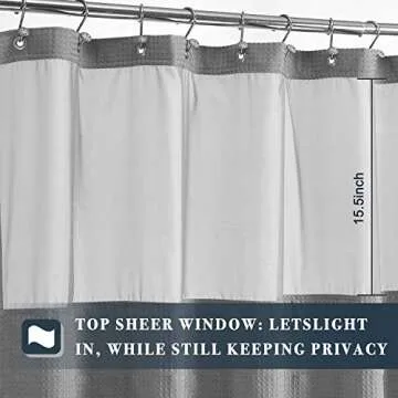N&Y HOME Stall Waffle Shower Curtain with Snap-in Fabric Liner & Hooks Set - 54" x 78" Shower Stall Size, Hotel Style & Mesh Top Window, Machine Washable - 54x78, Gray