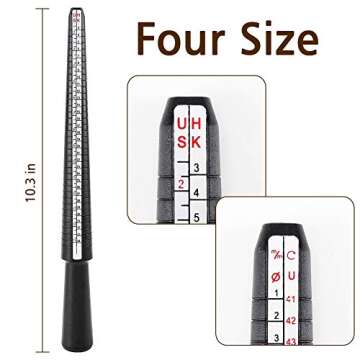Accmor Ring Size Measuring Tool Includes Plastic Ring Sizer Mandrel Stick, Finger Sizing Ring Guage ...