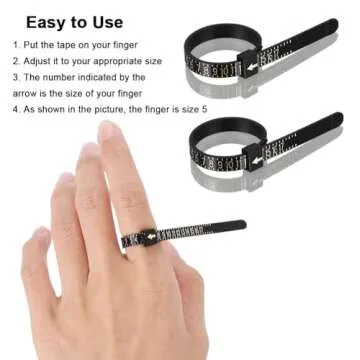Accmor Ring Size Measuring Tool Includes Plastic Ring Sizer Mandrel Stick, Finger Sizing Ring Guage Measurer and 2 Pcs Finger Measure Tape for Women Men Jewelry Making