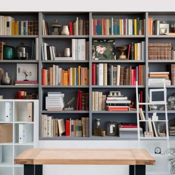 VitalCozy 8x6ft Bookshelf Backdrop Wooden Bookcase Library Photography Background Fabric Book Store Wall Backdrops for Video Call Conference Studio Photo Backgrounds Birthday Party(Classic Style)