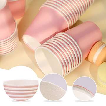 Prgery 100 Pack 3 oz Pink Paper Cups,Mouthwash Cups, Disposable Bathroom Cups,Small Paper Cups 3oz Ideal for Bathroom,Supermarket,Birthday Party,Picnic and BBQ