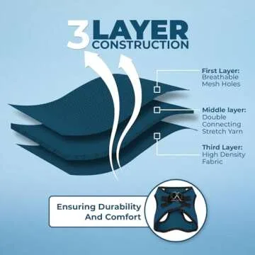 Voyager Step-In Air Dog Harness - All Weather Mesh, Reflective, No Pull Harness for Small, Medium Dogs, Cats - Secure with Hook & Loop Fastener, Buckle, Double D-Rings - Blue/Black Trim, XL