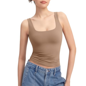 PUMIEY Women's Square Neck Tank Top – Versatile Double-Lined Summer Top