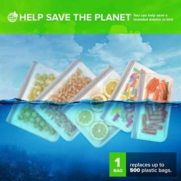 Enivrogen 10 Pack Reusable Storage Bags - Eco-Friendly & Durable