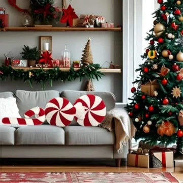 SKINFORD 3 Pcs Christmas Candy Cane Plush Pillows