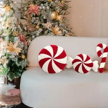 SKINFORD 3 Pcs Christmas Candy Cane Plush Pillows