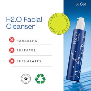 H2.O Facial Cleanser - Moisturizing, Hydrating, Gentle, Cruelty-Free & Vegan, Eco-Friendly Packaging, Paraben-Free, Sulfate-Free, Phthalate-Free, For Dry & Oily Skin, Fragrance Free, Men's & Women's