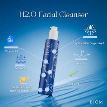 H2.O Facial Cleanser - Moisturizing, Hydrating, Gentle, Cruelty-Free & Vegan, Eco-Friendly Packaging, Paraben-Free, Sulfate-Free, Phthalate-Free, For Dry & Oily Skin, Fragrance Free, Men's & Women's