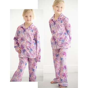 Arshiner Pajamas Set for Girls Plaid Long Sleeve Lounge Set Button Down Pj Sets Horses Tie Dye 4-5 Y...