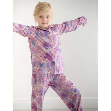 Arshiner Pajamas Set for Girls Plaid Long Sleeve Lounge Set Button Down Pj Sets Horses Tie Dye 4-5 Years