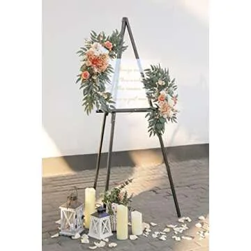 Serra Flora Wedding Arch Flowers Swags Kit (Pack of 2) for DIY Artificial Peony Greenery Arrangements Party Welcome Ceremony Sign and Reception Backdrop Floral Decoration (White Orange)